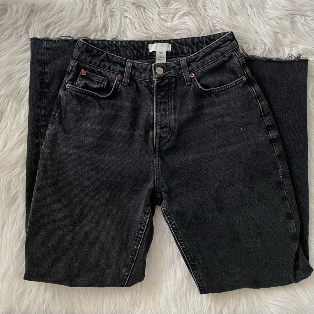 H&M Black High-Rise Straight Leg Jeans